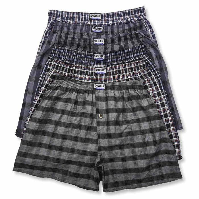 6 Men 100% Cotton Plaid Boxer Shorts Briefs Trunk Underwear Woven Comfort Size L