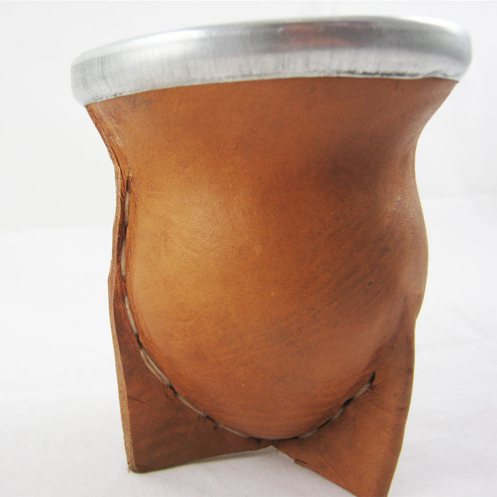 Argentina Mate Gourd Yerba Tea Brown Leather Covered Glass Bombilla Straw 119587