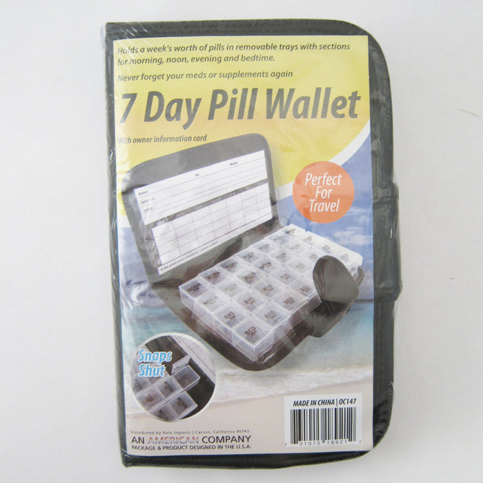 Deluxe 7 Day Pill Organizer Dispenser Box In Wallet Travel Case Weekly Medicine