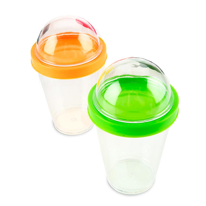 2 Yogurt Cereal Cup Spoon Lid Parfait Travel Food Storage Snack Container 12 oz