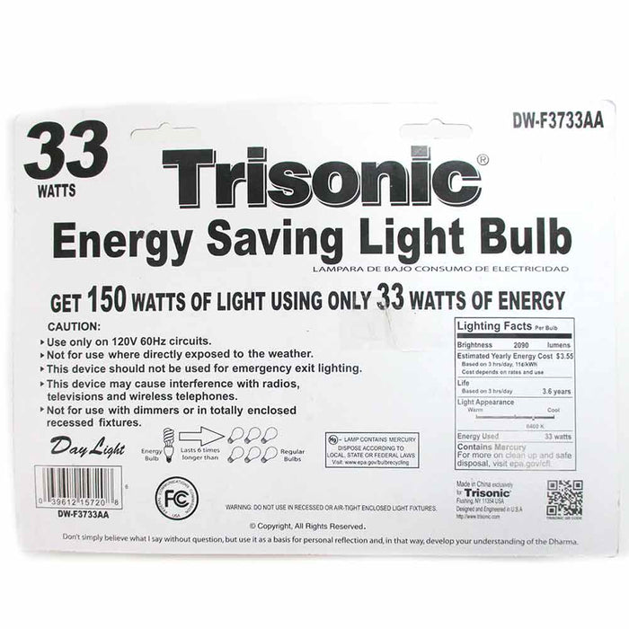 3 Pc Daylight Light Bulb Energy 150 Watts White Compact Fluorescent 2090 Lumens