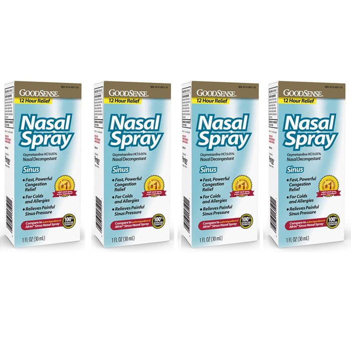 4 Allergy Sinus Nasal Spray Decongestant Mist 12 Hour Mucus Relief Oxymetazoline