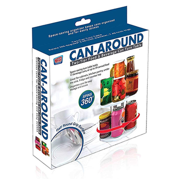 Two-Tier Turn Table Food Beverage Can Jar Space Saving Rack Organizer Storage