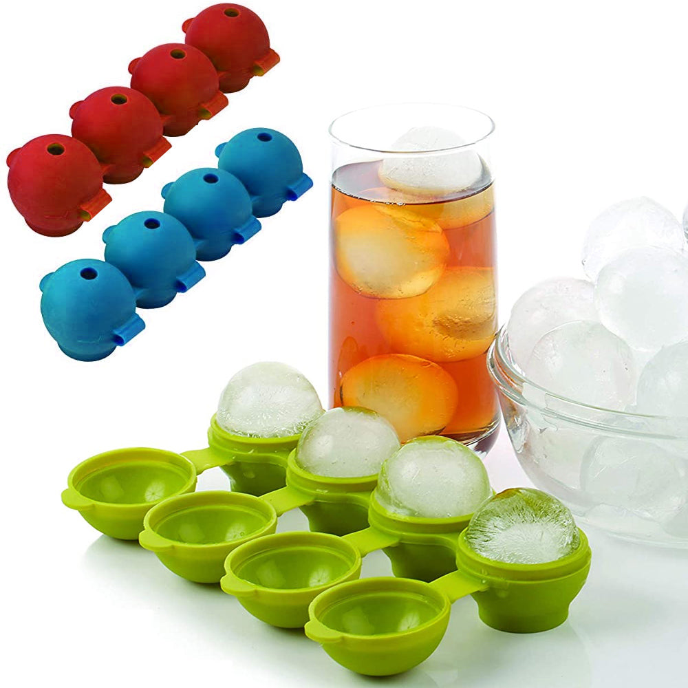 ATB 2 x Round Ice Shot Glasses Cube Tray 4 Cup Plastic Mold Cool Jello Party Drinks