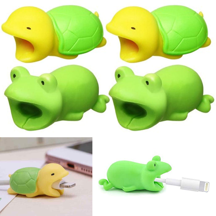 4 Pc Turtle Frog Cable Protector Cord Bytes Protective Charging Charger Saver