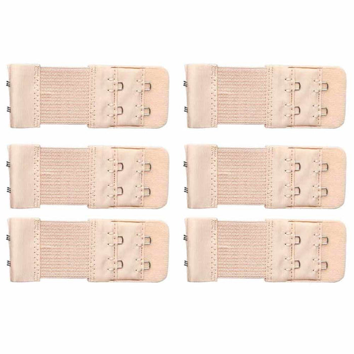 6 Beige Adjustable Bra Extender Buckle Underwear Extension Strap 2 Hooks Elastic