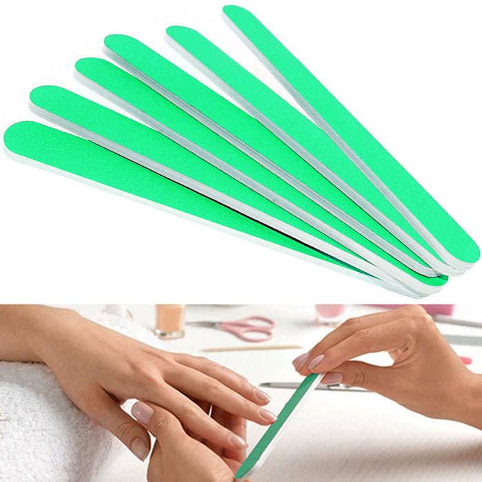 6 Pc Pro Double Sided Emery Boards Manicure Nail File 180 Grit Salon Tool Green