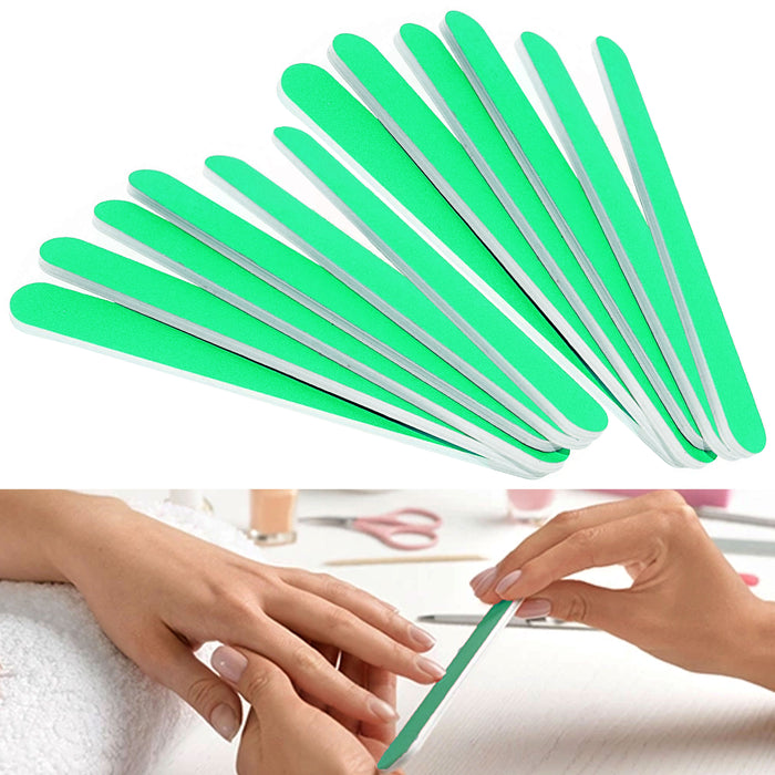 12 Pc Professional Nail File Double Sided Emery Boards Manicure 180 Grit Green