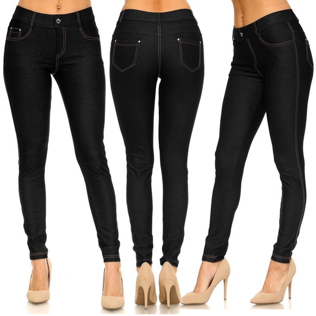 KKP Stretch Soft Jeggings for Women High Waist Tummy Control Slimming Jeans  Leggings(Black,2XL)