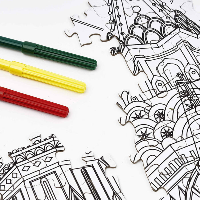 500 Piece Puzzle DIY Coloring Jigsaw Color Marker Pens Art Craft Kid Gift 27.5"