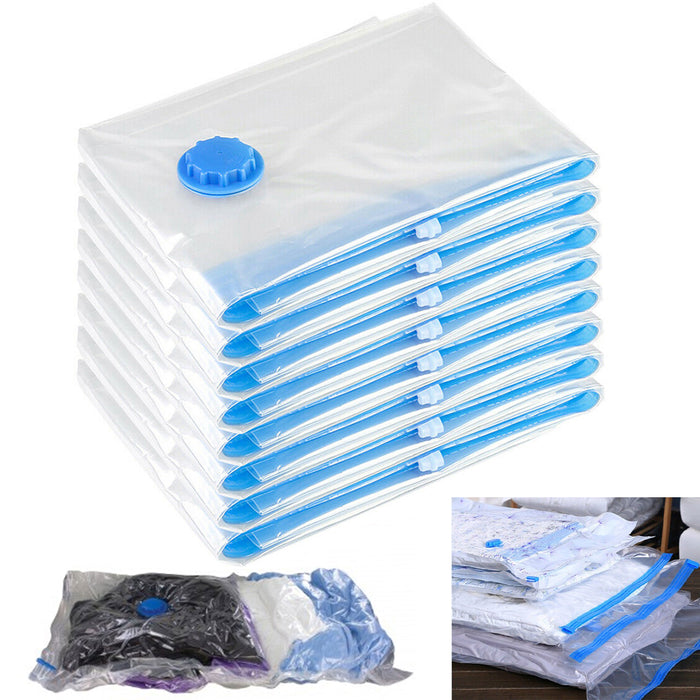 10 Pc Vacuum Storage Bags Space Saver and Travel Hand Pump to Organize Store 35"