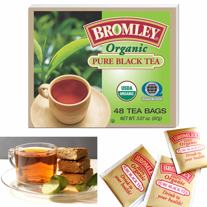96 Ct Premium 100% Organic Pure Black Tea Bags Bromley Hot Iced Natural Drink