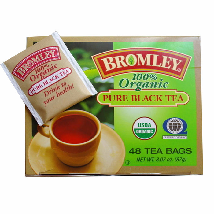 48 Ct Pure Black Tea Bags 100% Organic Natural Bromley Hot Iced Beverage Drink
