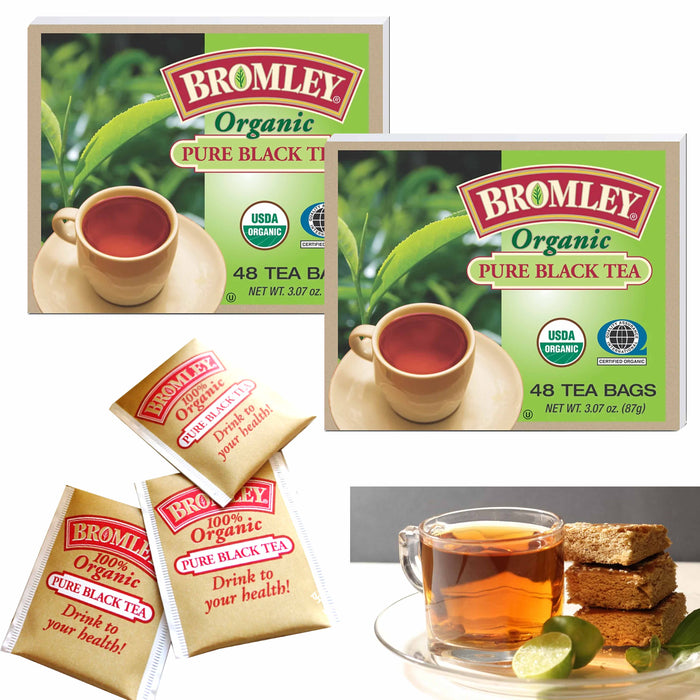 96 Ct Premium 100% Organic Pure Black Tea Bags Bromley Hot Iced Natural Drink
