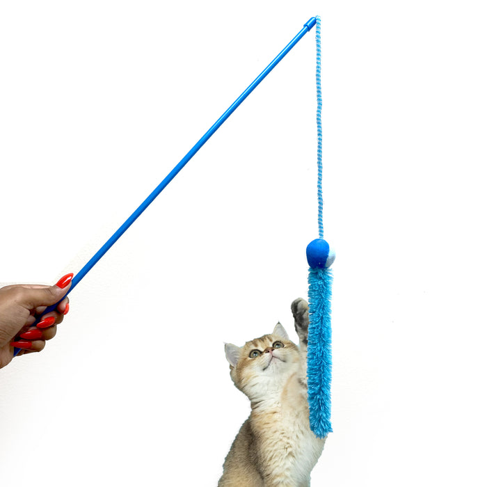 4PC Interactive Cat Ball Teaser Wand Exerciser Playing Toys Tassel String Kitten