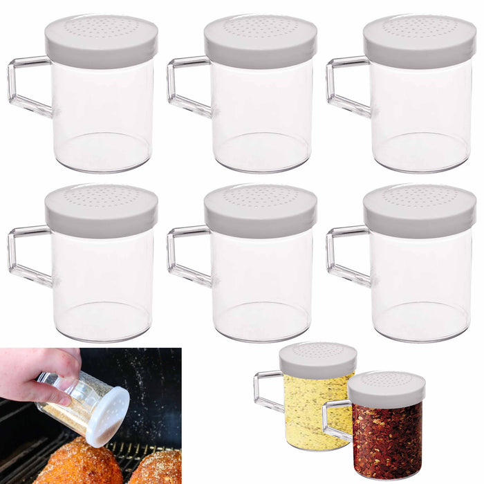 6 Shakers Dredger With Handle Flour Sifter Sugar Spices Seasoning Containers 8oz
