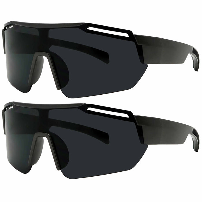 2 Pc Men Women Sunglasses Fashion Oversize Shield Sports Wrap Shades Glasses