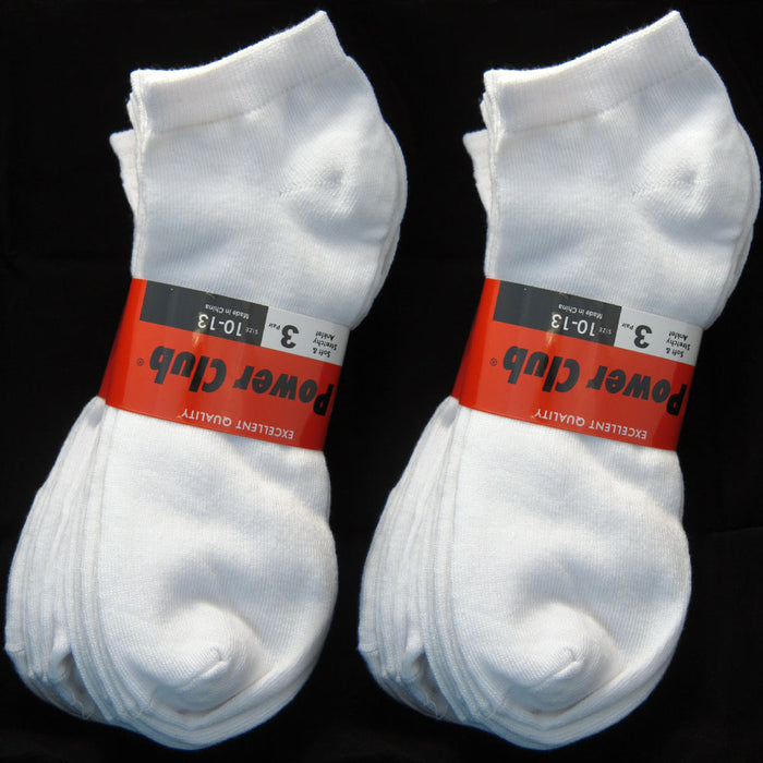 New 6 Pairs White Ankle Quarter Crew Mens Womens Sport Socks Low Cut Size 10-13
