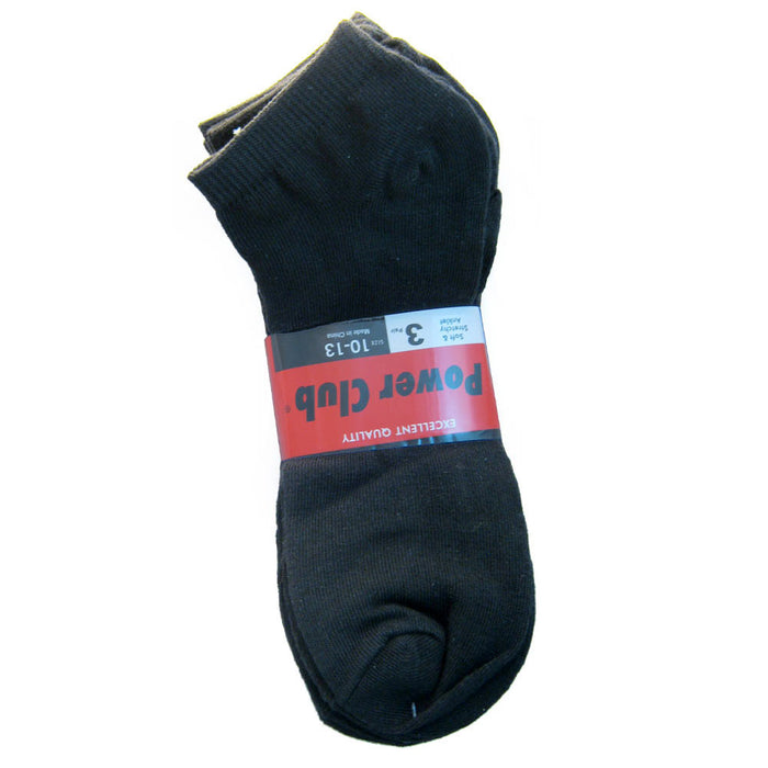 12 Pairs Ankle Socks Mens Women Low Cut Crew Sport Spandex Size 10-13 Black