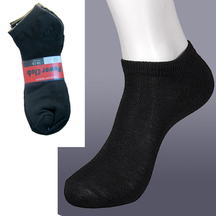 3 Pairs Ankle Socks Mens Womend Low Cut Crew Sport Spandex Size 10-13 Black