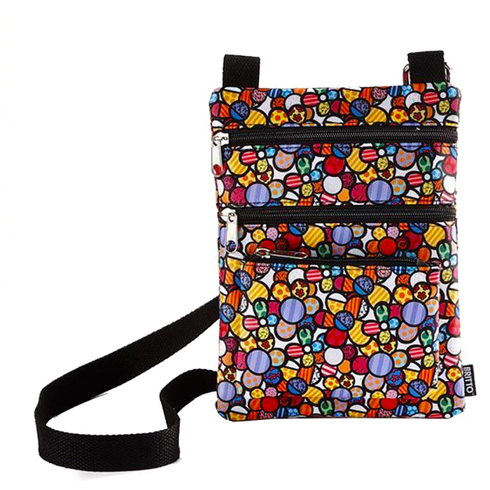 Romero Britto Womens Crossbody Purse Shoulder Bag Zipper Pocket Art Vintage Gift
