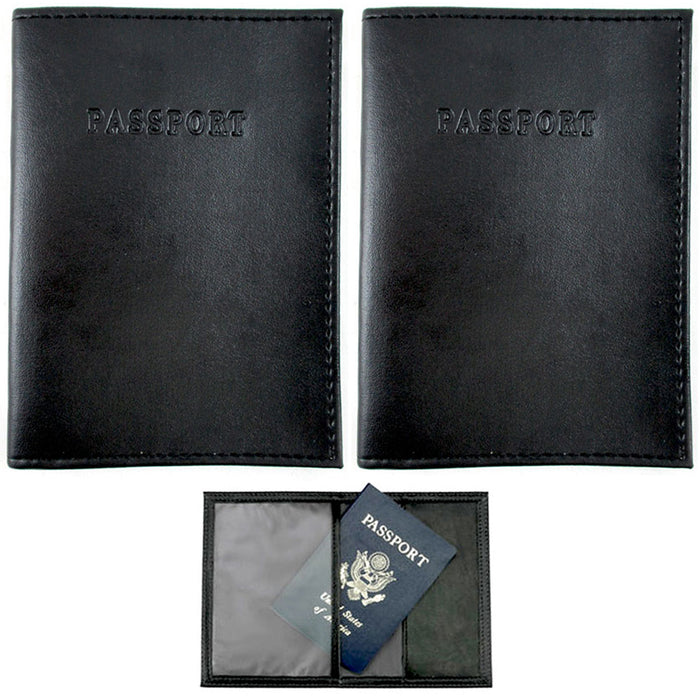 2 Travel Leather Passport Organizer Holder Card Case Protector Cover Wallet Gift