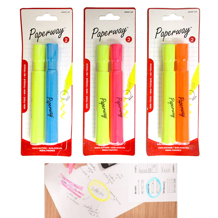 6pc Neon Color Highlighter Pen Markers Chisel Tip Fluorescent Note Taking Office