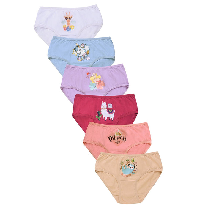 6 Pack Toddler Girls Panties 100% Cotton Underwear Assorted Briefs Size Large