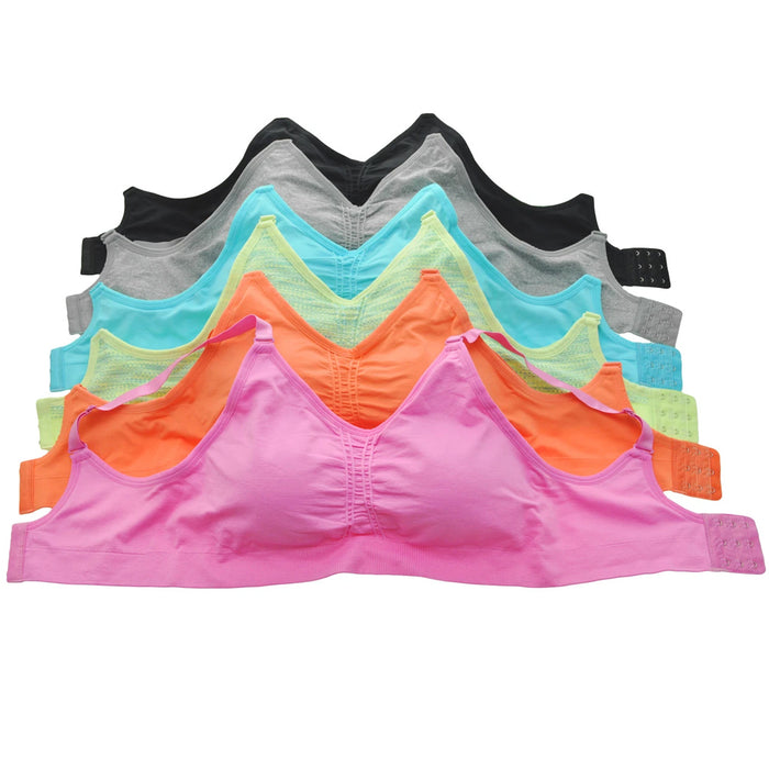 2 Seamless Wire Free Bra Bralette Wireless Stretch Adjustable Closure Women L-XL
