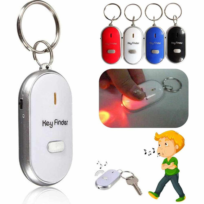 4 Pc Key Finder Locator Anti Lost Keys Keychain Tracker Whistle Sound LED Light