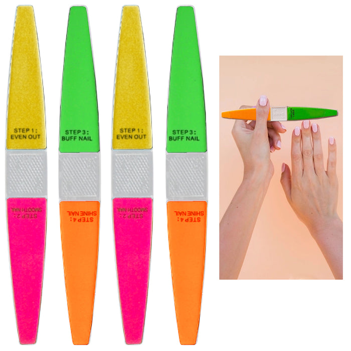 4x Pro Nail Files Buffing Buffer Wand 4 Step Block Pedicure Sanding Manicure Art
