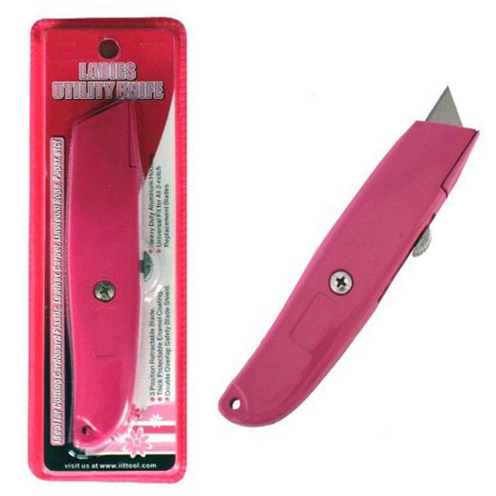 Ladies Utility Knife Box Cutter Retractable Razor Changing Blades Heavy Duty pk, Pink