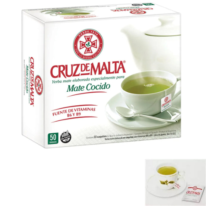 Cruz De Malta Mate Cocido 50 Tea Bags Argentina Herbal Loss Weight Green Diet !
