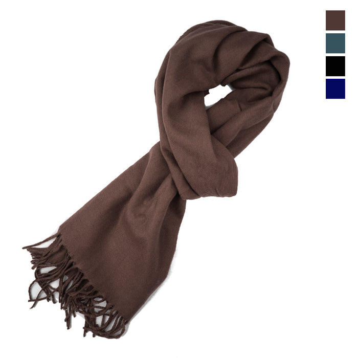 Soft Cashmere Feel Scarf Winter Warm Plaid Solid Colors Scarves Mens Womens Cozy