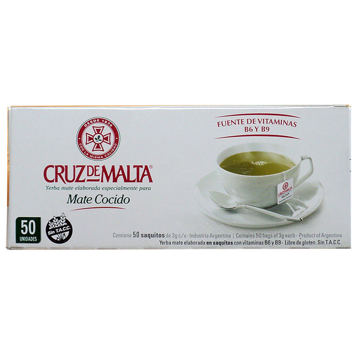 Cruz De Malta Mate Cocido 50 Tea Bags Argentina Green Herbal Loss Weight Diet !