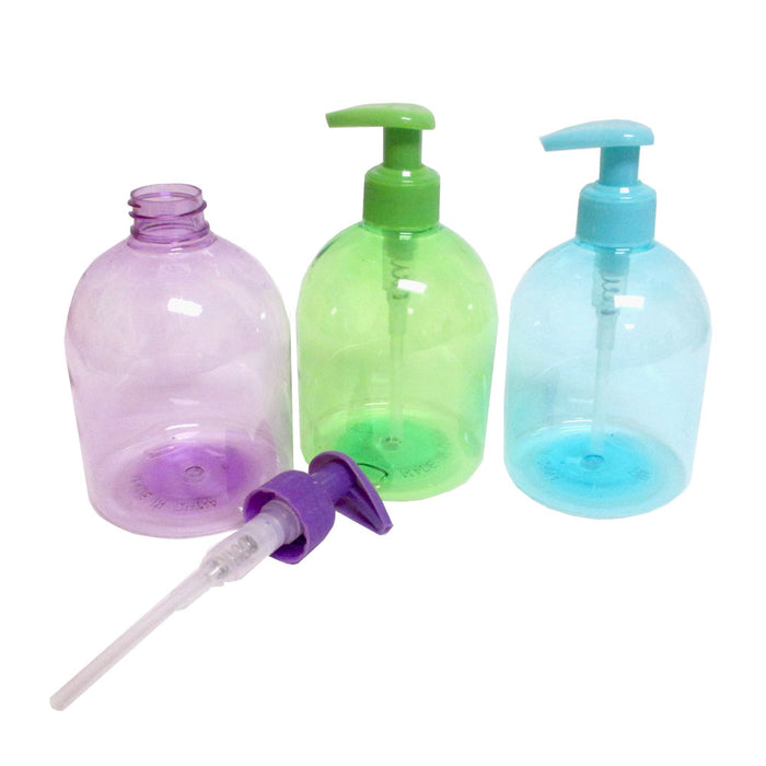 3Pc Plastic Bottle Dispenser Liquid Soap Pump Lotion Refillable Empty Cream 17oz