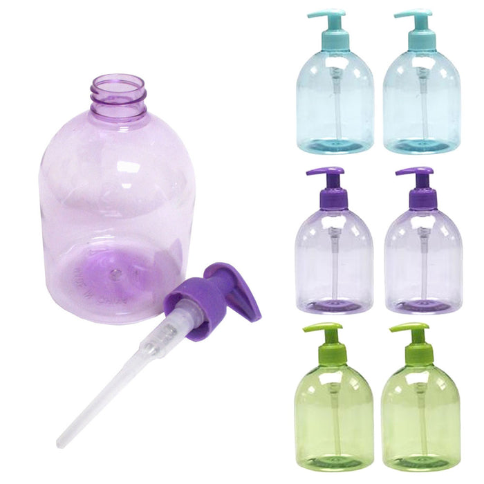 6 Pc Empty Plastic Bottle Dispenser Hand Liquid Soap Refillable Pump Lotion 17Oz