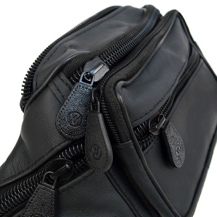 Leather Fanny Pack Adjustable Waist Bag Mens Womens Hip Purse Travel Pouch Black