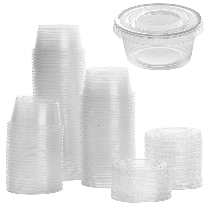 40PC Clear Sauce Containers w/ Lids Disposable Cups Dressing Condiments 2oz. Set