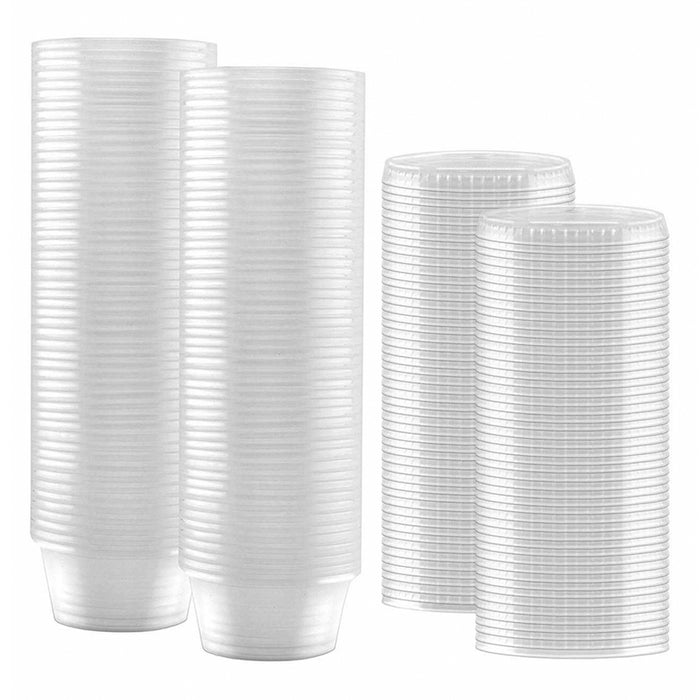 128 Ct Plastic Cups with Lids Disposable Condiment Portion Sauce