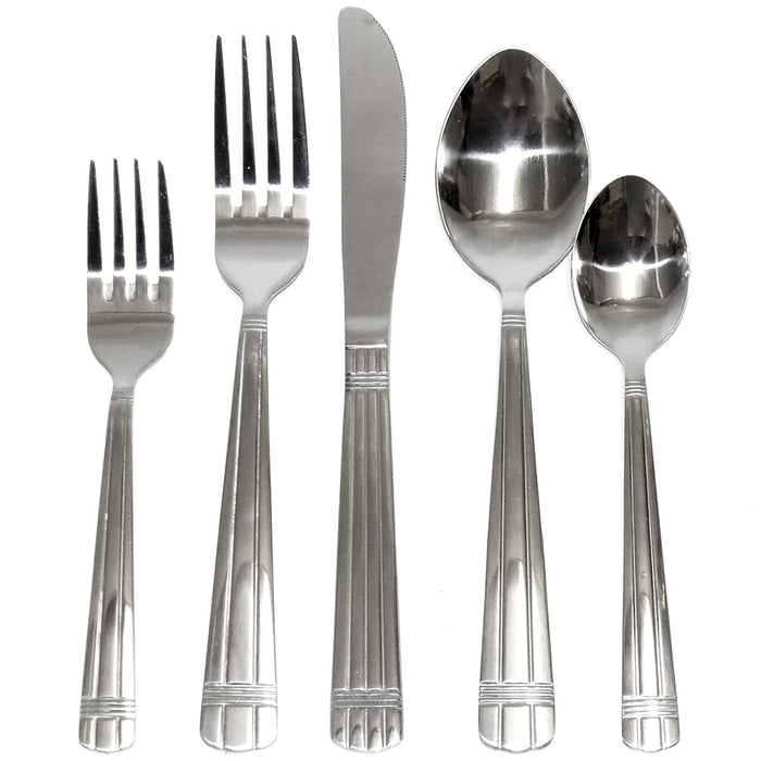 Flatware Cutlery Set Knife Fork Spoon Stainless Steel Silverware Service 20 Pcs