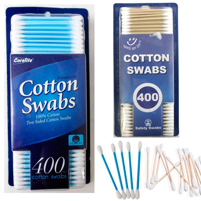 400 Ct Cotton Swabs Double Tipped Applicator Q Tip Safety Ear Wax Makeup Remover