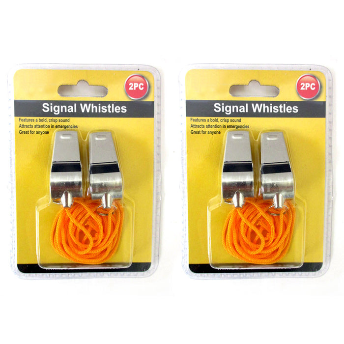 4 Metal Signal Whistle Referee Coach Extra Loud Whistle Survival Safety Sports