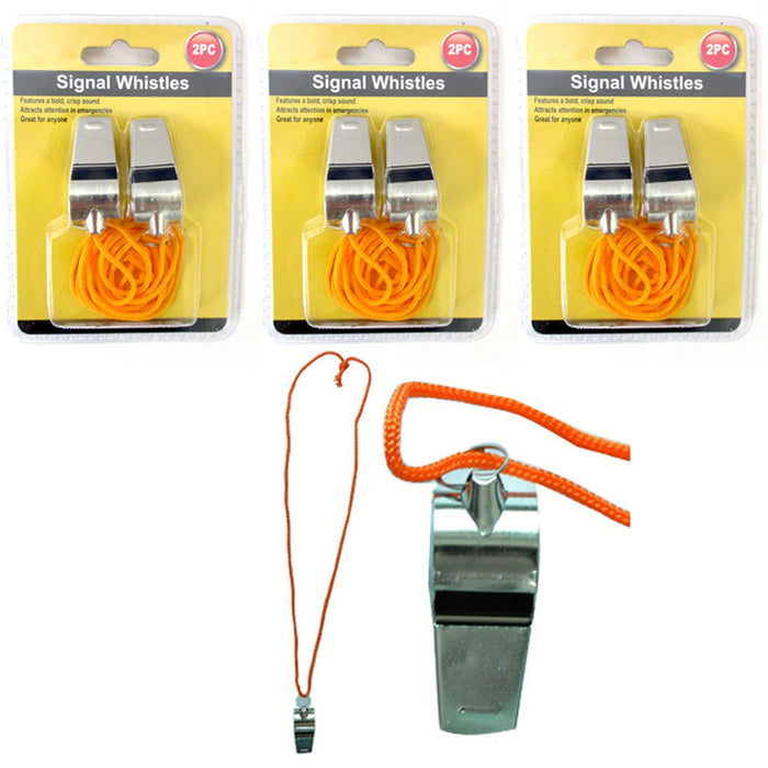 6 Pc Coach Whistle Signal Referee Loud Whistle Survival Safety Sports Basketball