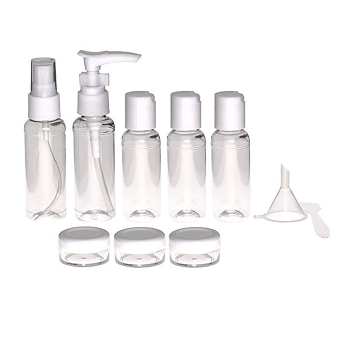 10pcs Makeup Cosmetic Travel Kit Clear Toiletry Bag Organizer Bottles Spray Pump
