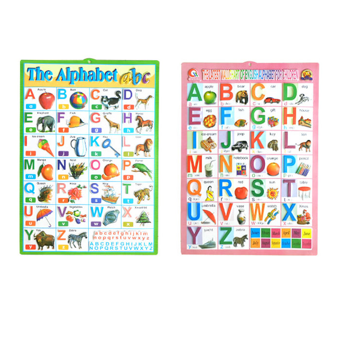 2 X Classroom Learning Poster Alphabet Number English Math Children School Pre-K