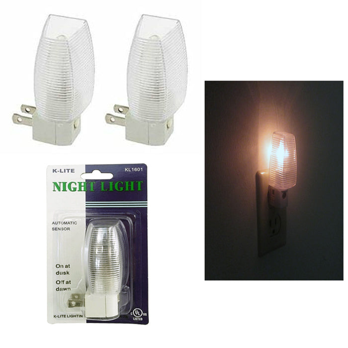 2 PC  Night Light Energy Saving Automatic Sensor Wall Plug In Lite Lamp Nightlight !