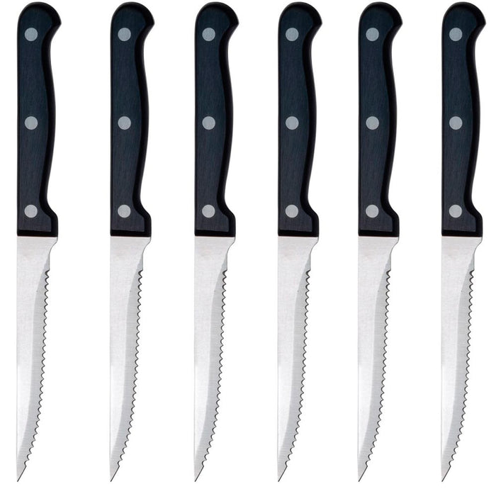 6 Steak Knife Set Serrated Edge Steel Utility Knives Steakhouse Cutlery Utensil