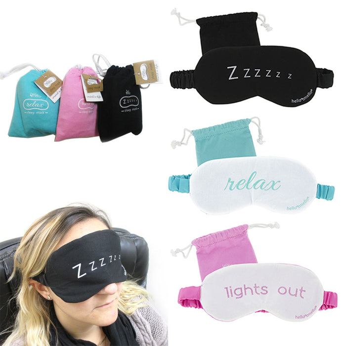3 Sleeping Eye Mask Blindfold Sleep Soft Padded Shades Pouch Cover Relax Travel