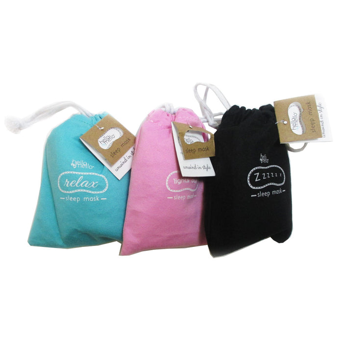 3 Sleeping Eye Mask Blindfold Sleep Soft Padded Shades Pouch Cover Relax Travel